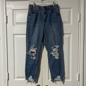 American Eagle Outfitters Distressed Boyfriend Jeans in Blue